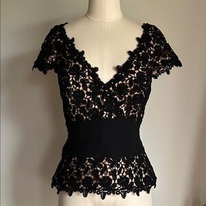 Tadashi Collection Elegant Black Lace Top